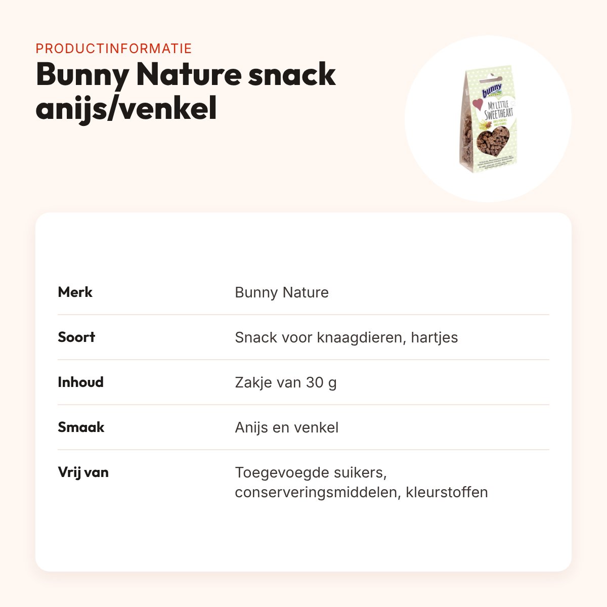 Bunny Nature My Little Sweetheart snack anijs en venkel 30 g – hartjes – productinformatie