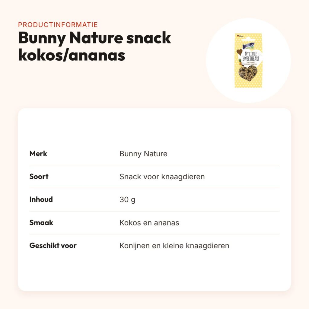 Bunny Nature My Little Sweetheart snack kokos en ananas 30 g – knaagdieren – productinformatie