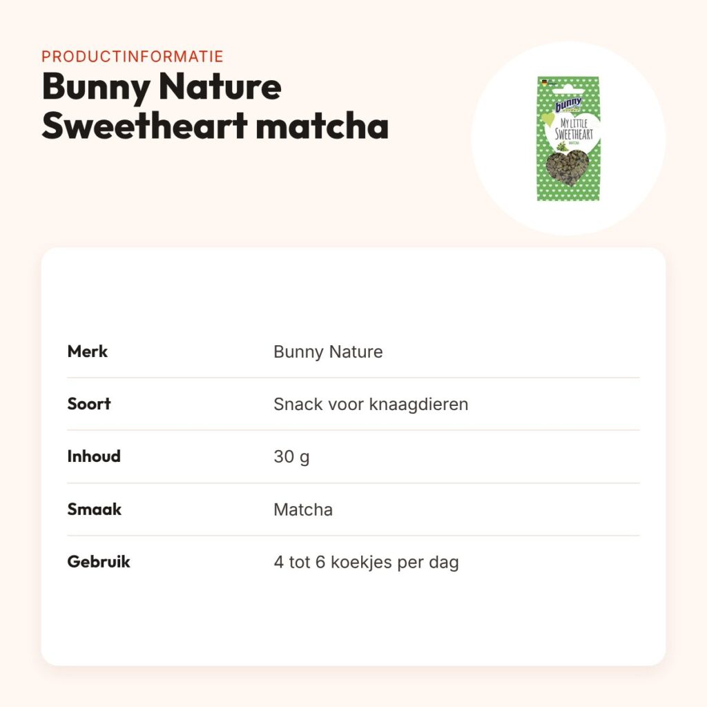 Bunny Nature My Little Sweetheart snack matcha 30 g – knaagdieren – productinformatie