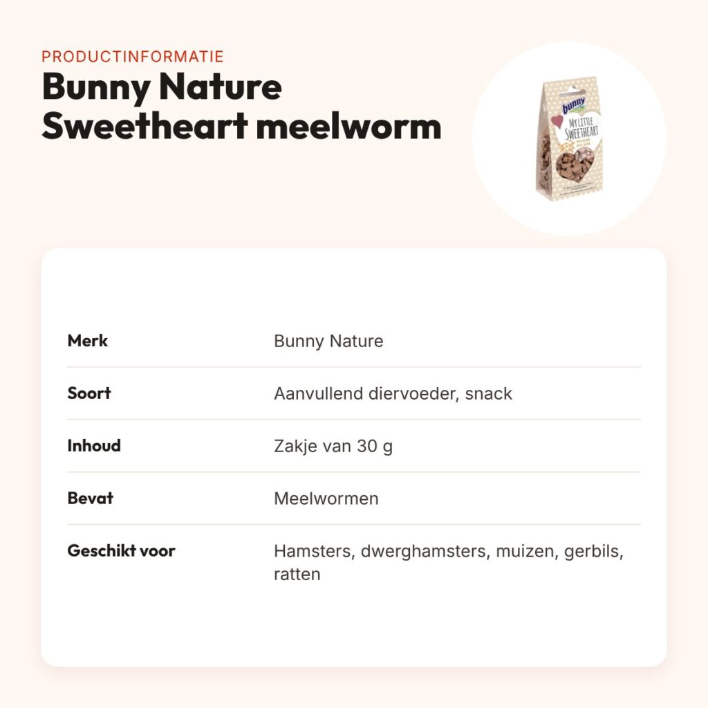 Bunny Nature My Little Sweetheart snack meelworm 30 g – voor knaagdieren – productinformatie