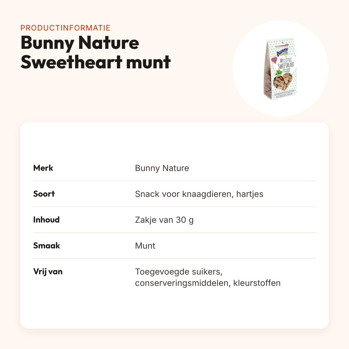 Bunny Nature My Little Sweetheart snack munt 30 g – hartjes – productinformatie