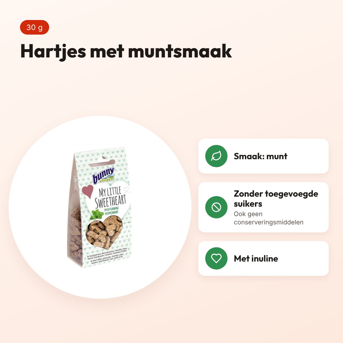 Bunny Nature My Little Sweetheart snack munt 30 g – hartjes – voordelen