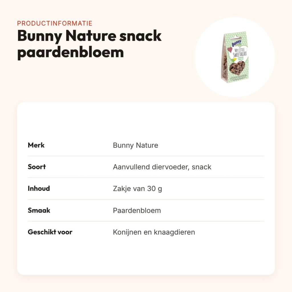 Bunny Nature My Little Sweetheart snack paardenbloem 30 g – knaagdieren – productinformatie