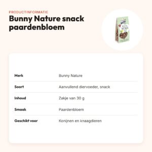 Bunny Nature My Little Sweetheart snack paardenbloem 30 g – knaagdieren – productinformatie