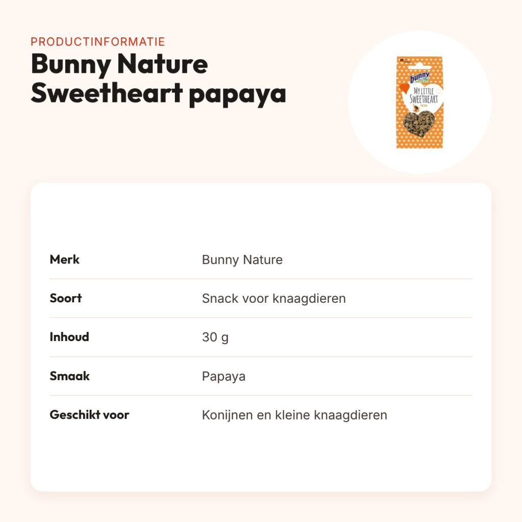 Bunny Nature My Little Sweetheart snack papaya 30 g – knaagdieren – productinformatie