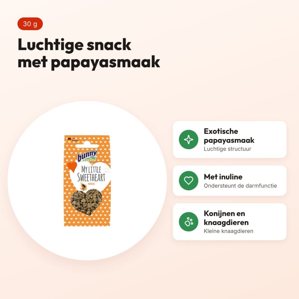 Bunny Nature My Little Sweetheart snack papaya 30 g – knaagdieren – voordelen