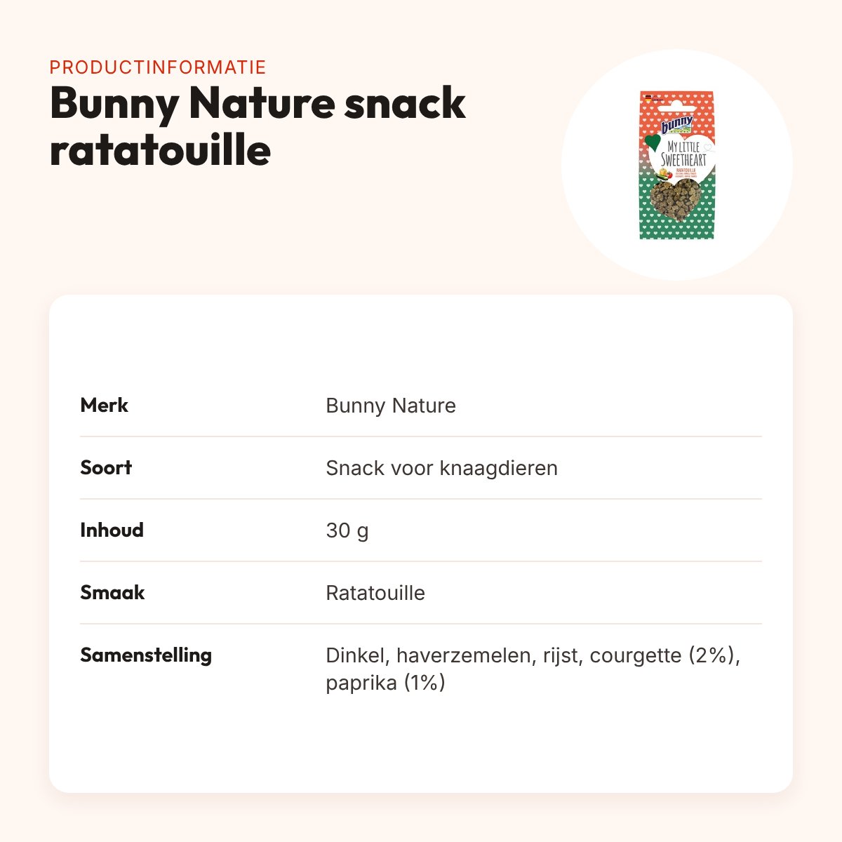 Bunny Nature My Little Sweetheart snack ratatouille 30 g – groentemix – productinformatie