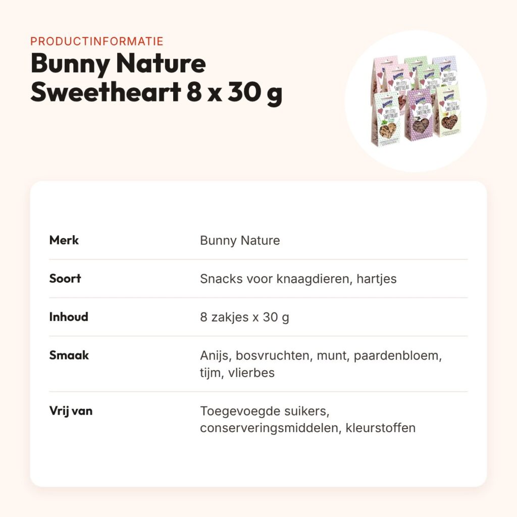 Bunny Nature My Little Sweetheart snacks 8 x 30 g – hartjes, mixsmaken – productinformatie