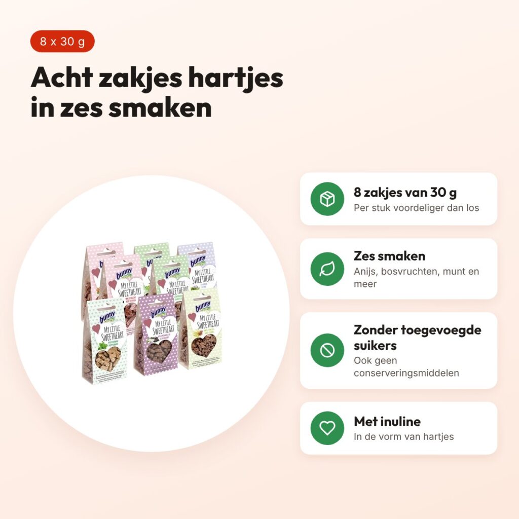 Bunny Nature My Little Sweetheart snacks 8 x 30 g – hartjes, mixsmaken – voordelen