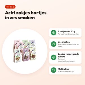Bunny Nature My Little Sweetheart snacks 8 x 30 g – hartjes, mixsmaken – voordelen
