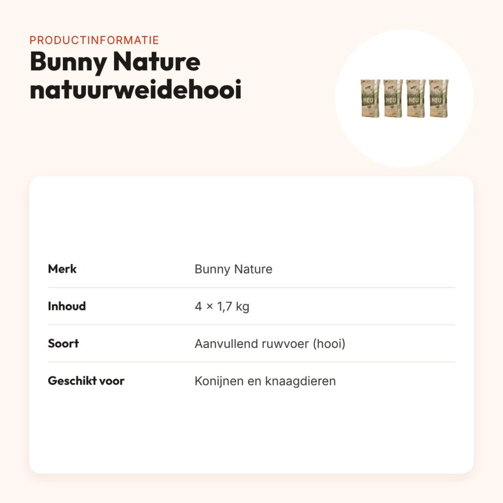 Bunny Nature natuurweidehooi 1,7 kg – multipack 4 stuks – productinformatie