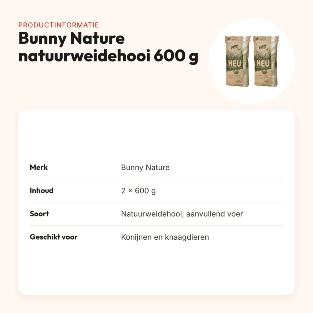 Bunny Nature natuurweidehooi 600 g – multipack 2 stuks – productinformatie