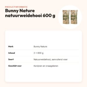 Bunny Nature natuurweidehooi 600 g – multipack 2 stuks – productinformatie