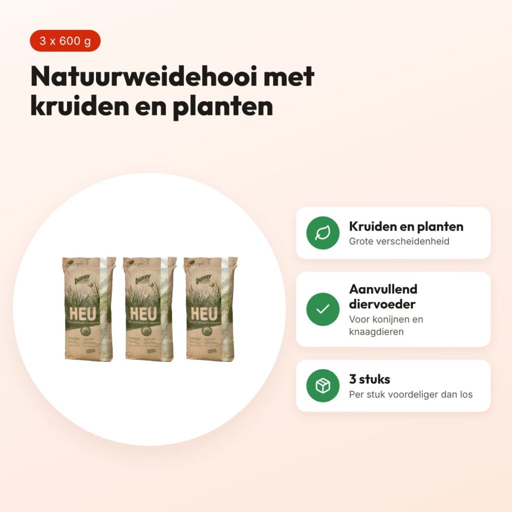 Bunny Nature natuurweidehooi 600 g – multipack 3 stuks – voordelen
