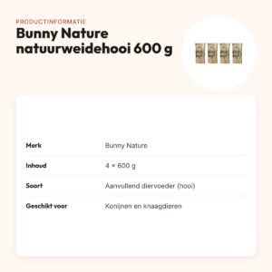 Bunny Nature natuurweidehooi 600 g – multipack 4 stuks – productinformatie