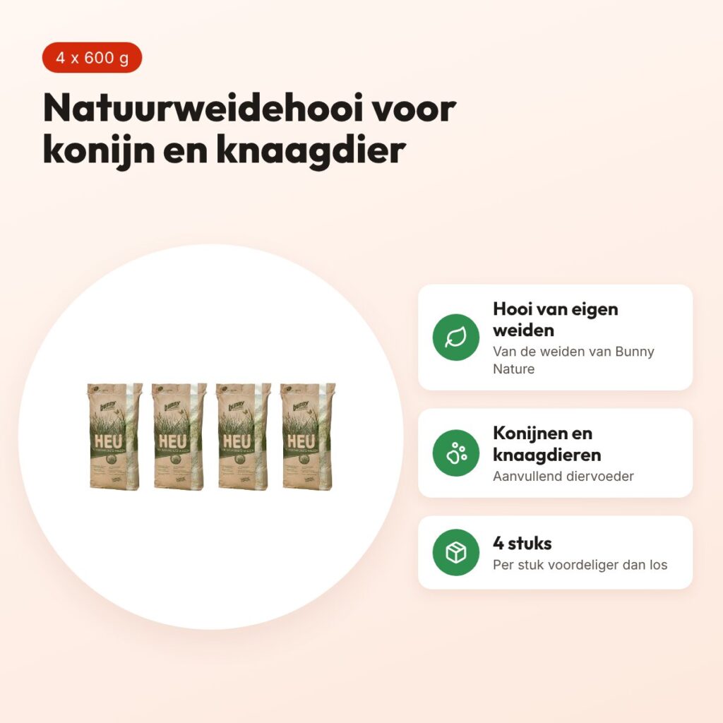 Bunny Nature natuurweidehooi 600 g – multipack 4 stuks – voordelen