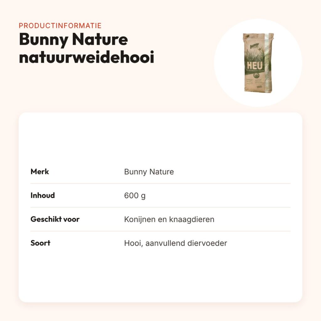 Bunny Nature natuurweidehooi 600 g – voor konijnen en knaagdieren – productinformatie