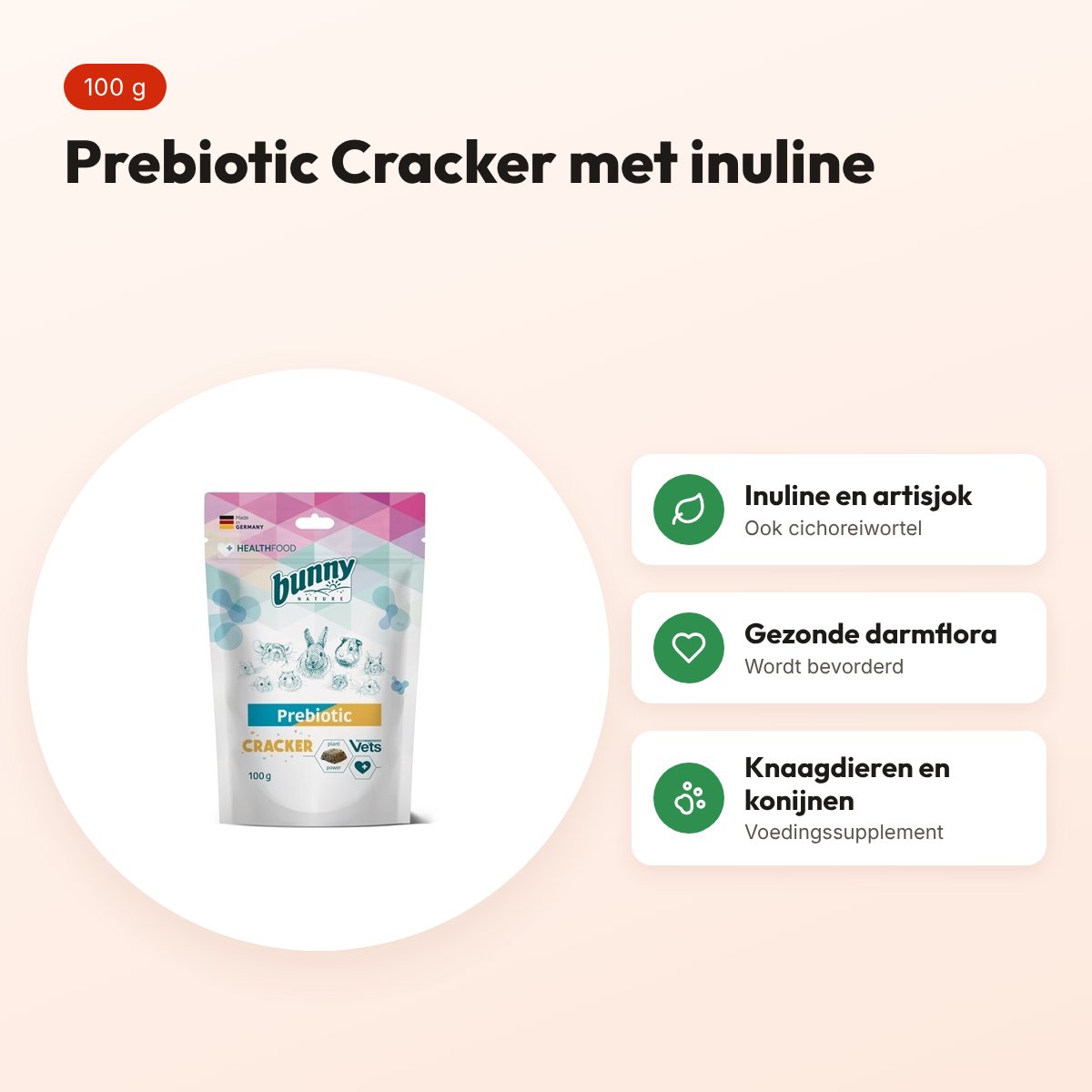 Bunny Nature Prebiotic Cracker 100 g – inuline, artisjok en cichorei – voordelen