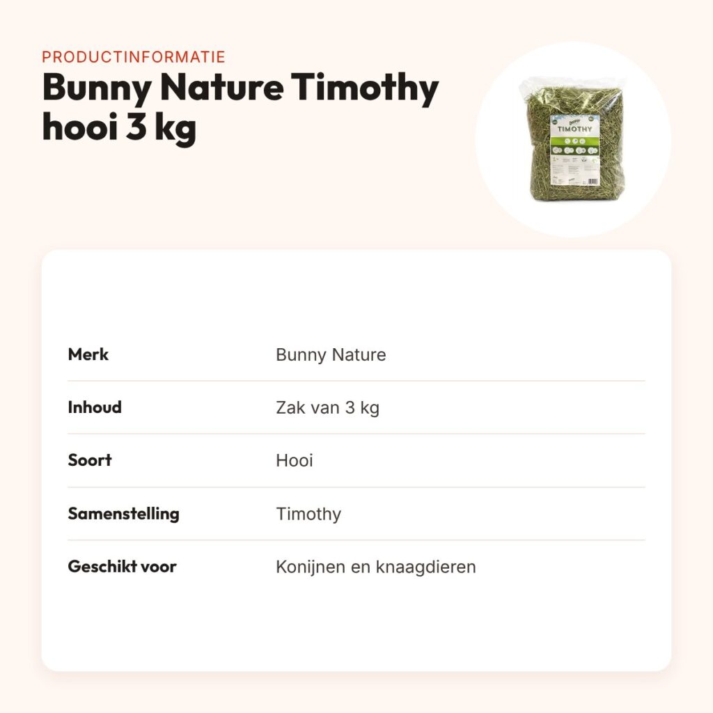 Bunny Nature Timothy hooi 3 kg – ruwvoer voor konijnen en knaagdieren – productinformatie