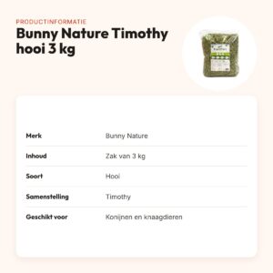 Bunny Nature Timothy hooi 3 kg – ruwvoer voor konijnen en knaagdieren – productinformatie