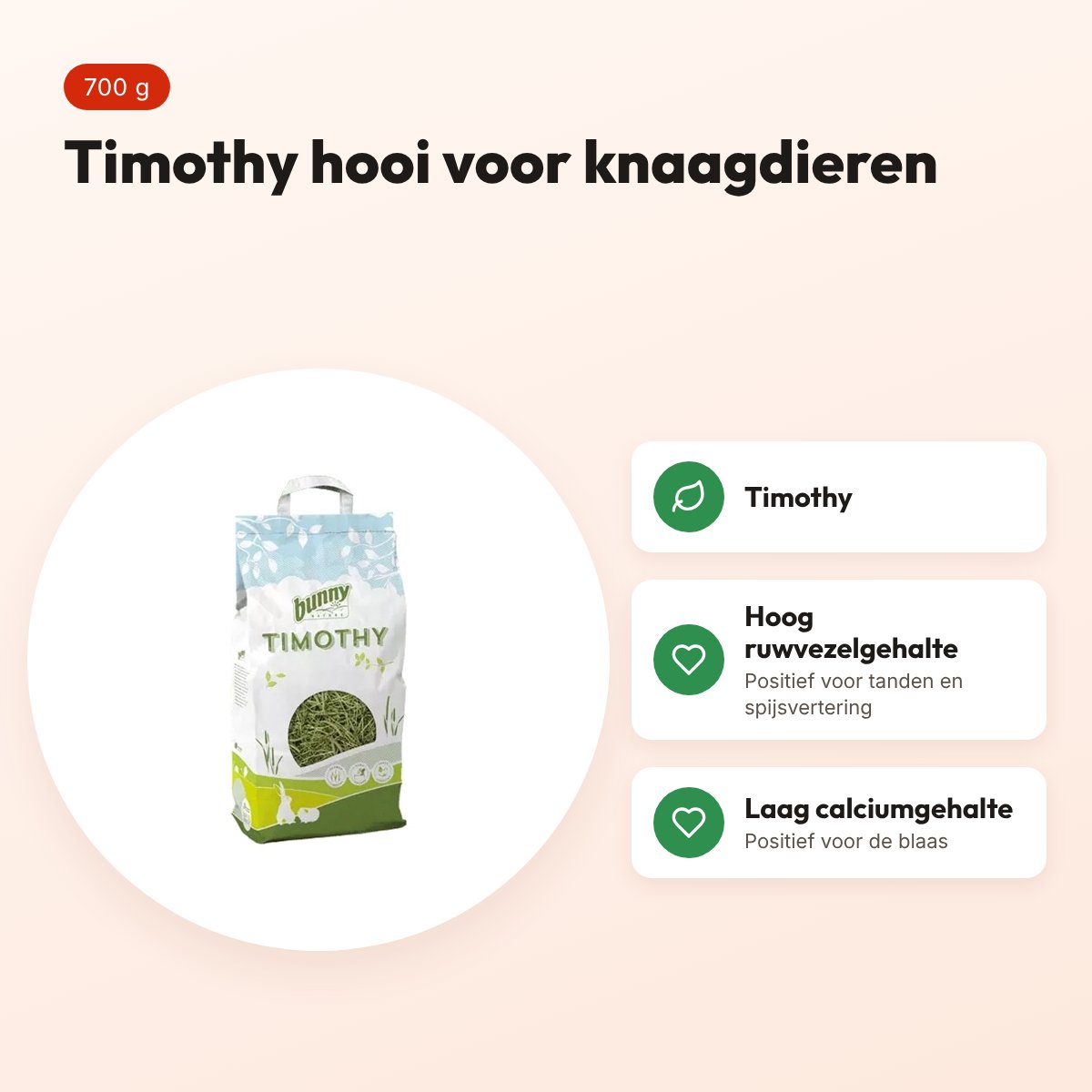 Bunny Nature Timothy hooi 700 g – ruwvoer voor konijnen en knaagdieren – voordelen