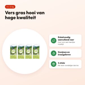 Bunny Nature vers gras hooi 3 kg – multipack 4 stuks – voordelen