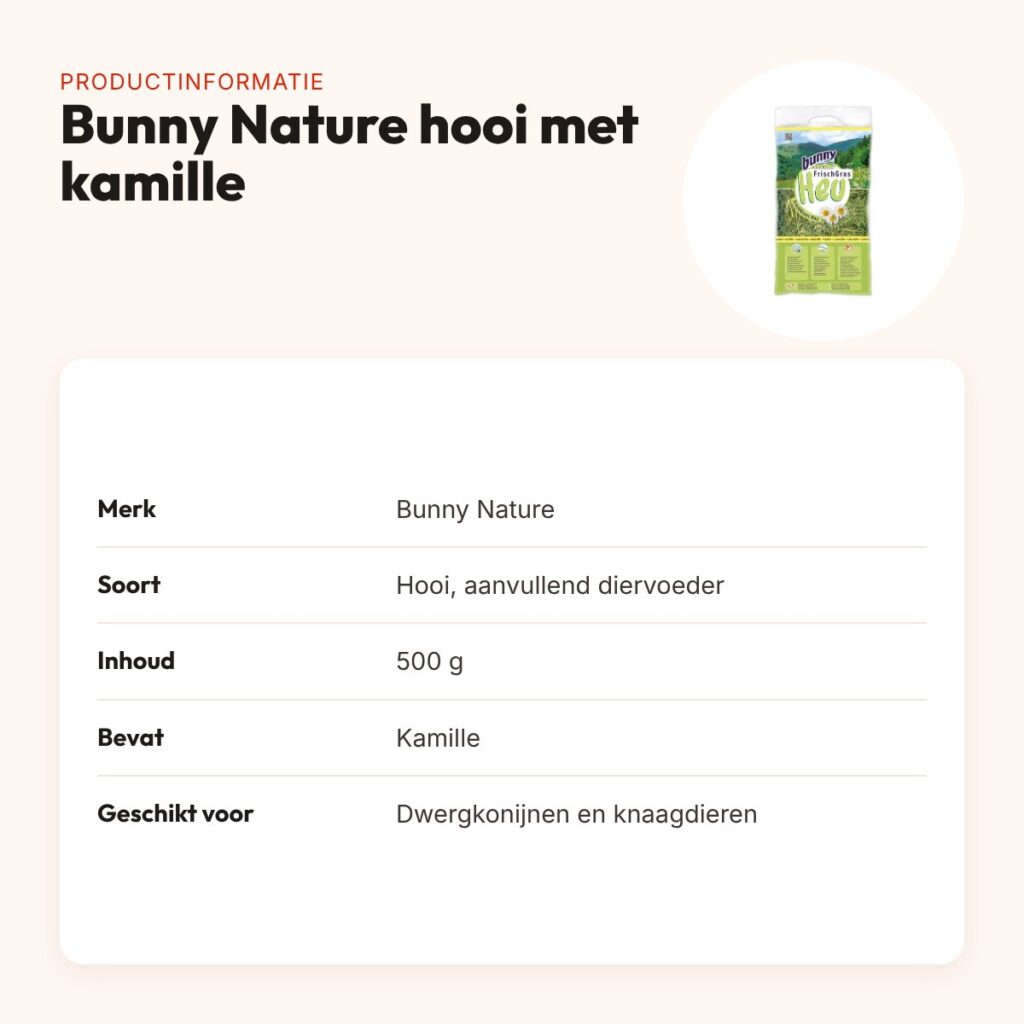 Bunny Nature vers gras hooi met kamille 500 g – knaagdieren – productinformatie