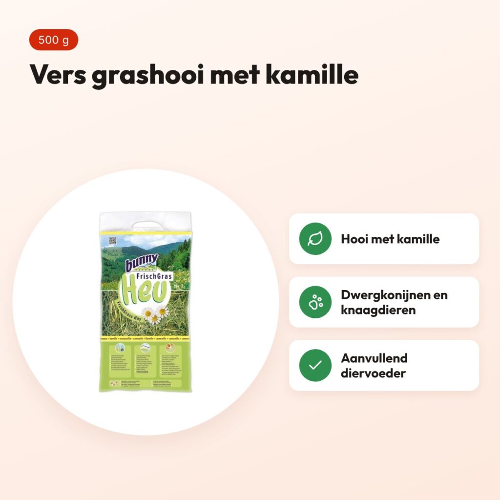 Bunny Nature vers gras hooi met kamille 500 g – knaagdieren – voordelen