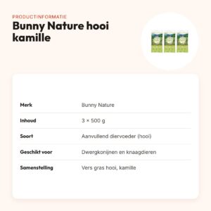 Bunny Nature vers gras hooi met kamille 500 g – multipack 3 stuks – productinformatie