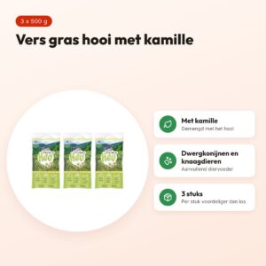 Bunny Nature vers gras hooi met kamille 500 g – multipack 3 stuks – voordelen