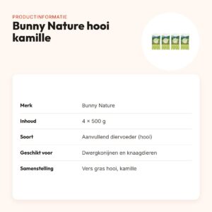 Bunny Nature vers gras hooi met kamille 500 g – multipack 4 stuks – productinformatie