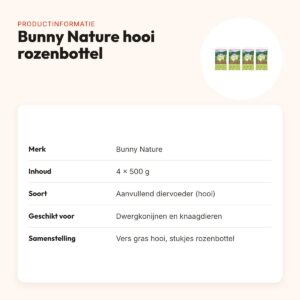 Bunny Nature vers gras hooi met rozenbottel 500 g – multipack 4 stuks – productinformatie