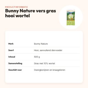 Bunny Nature vers gras hooi met wortel 500 g – dwergkonijnen en knaagdieren – productinformatie