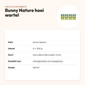 Bunny Nature vers gras hooi met wortel 500 g – multipack 4 stuks – productinformatie