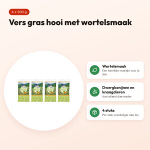 Bunny Nature vers gras hooi met wortel 500 g – multipack 4 stuks – voordelen