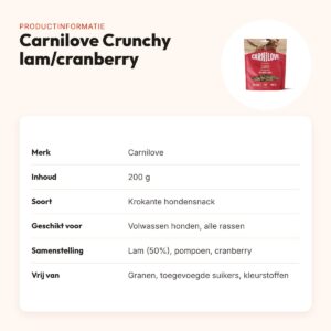 Carnilove hondensnack Crunchy lam en cranberry 200 g – graanvrij – productinformatie