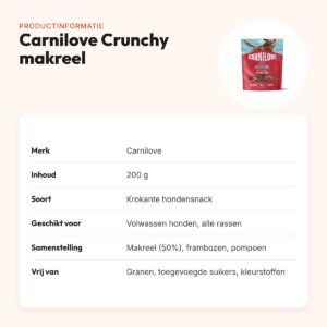 Carnilove hondensnack Crunchy makreel en framboos 200 g – graanvrij – productinformatie