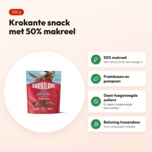 Carnilove hondensnack Crunchy makreel en framboos 200 g – graanvrij – voordelen