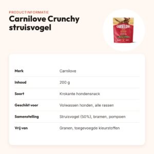 Carnilove hondensnack Crunchy struisvogel en braam 200 g – graanvrij – productinformatie