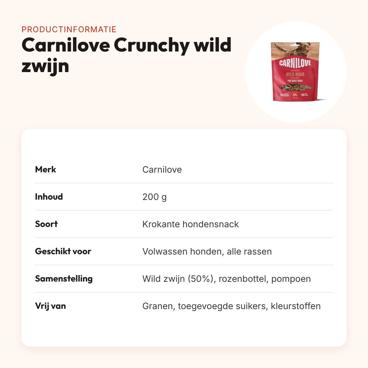 Carnilove hondensnack Crunchy wild zwijn en rozenbottel 200 g – productinformatie