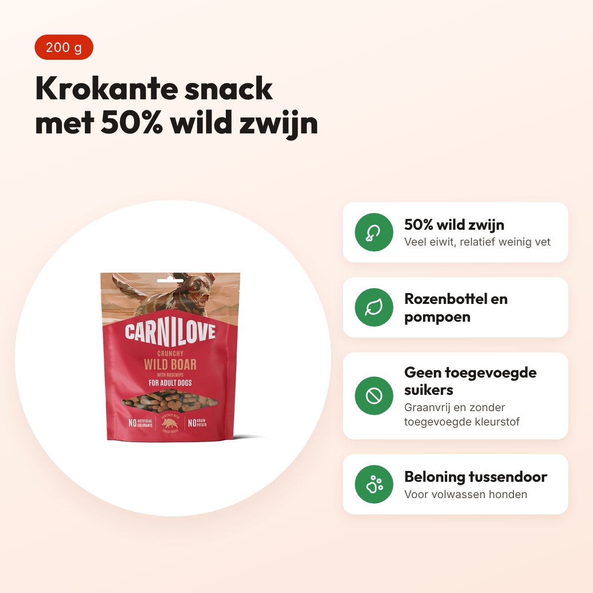 Carnilove hondensnack Crunchy wild zwijn en rozenbottel 200 g – voordelen