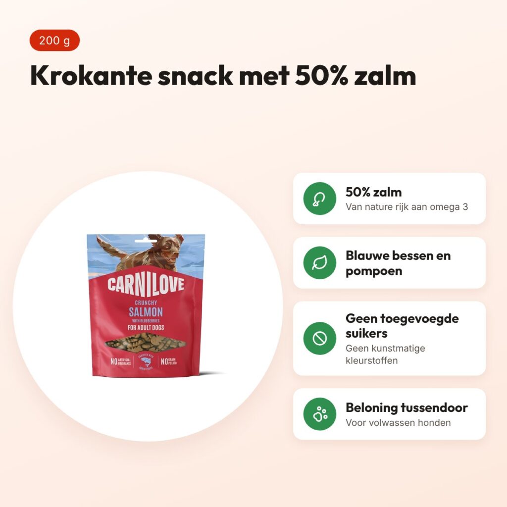 Carnilove hondensnack Crunchy zalm en blauwe bes 200 g – graanvrij – voordelen