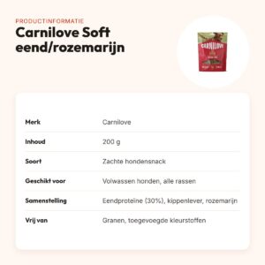 Carnilove hondensnack Soft eend en rozemarijn 200 g – graanvrij – productinformatie