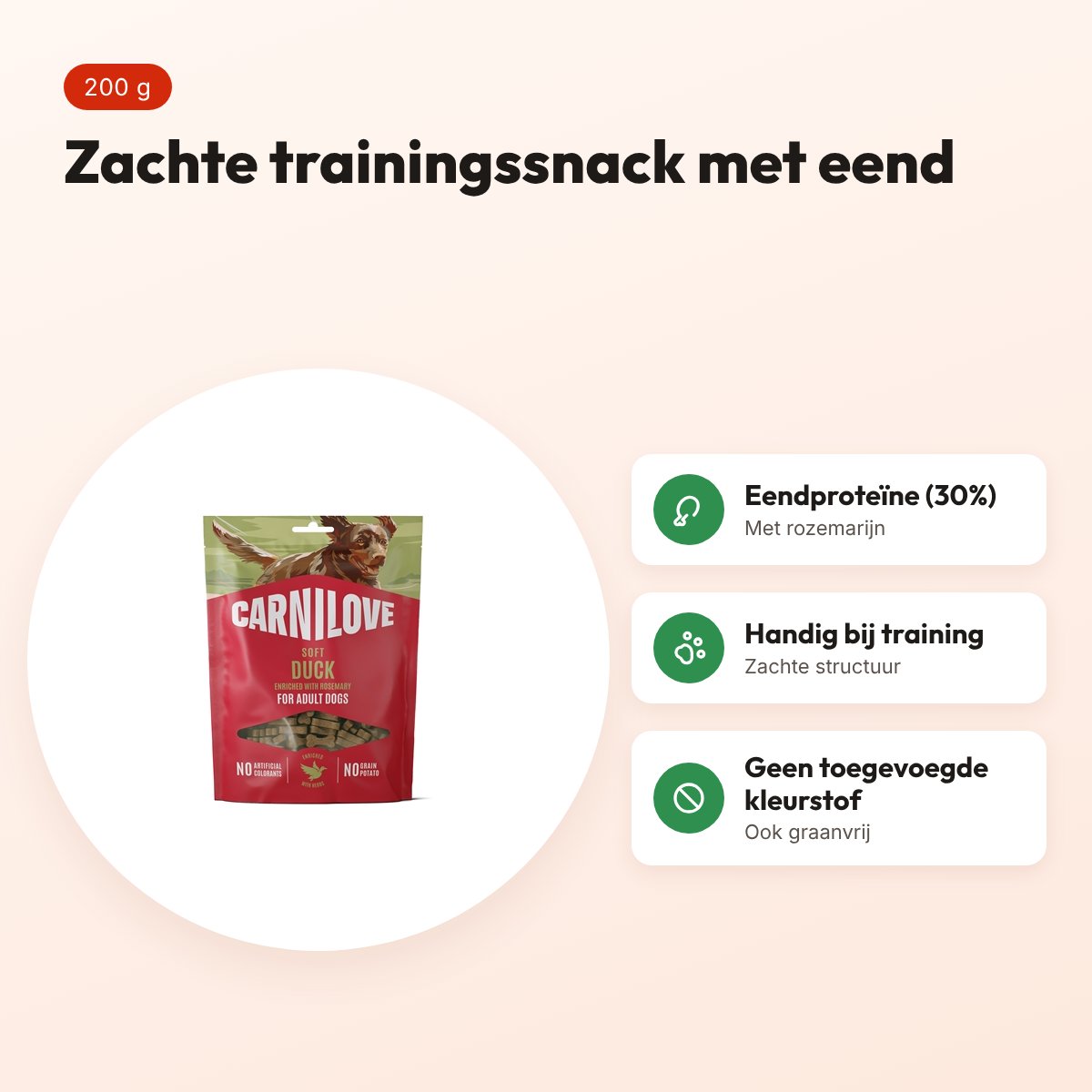 Carnilove hondensnack Soft eend en rozemarijn 200 g – graanvrij – voordelen