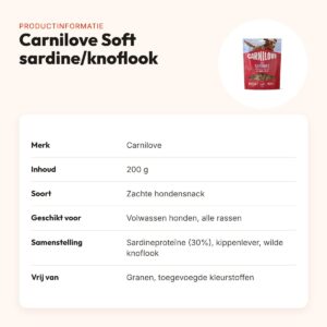 Carnilove hondensnack Soft sardine en wilde knoflook 200 g – productinformatie