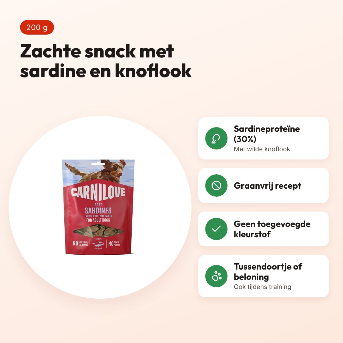 Carnilove hondensnack Soft sardine en wilde knoflook 200 g – voordelen