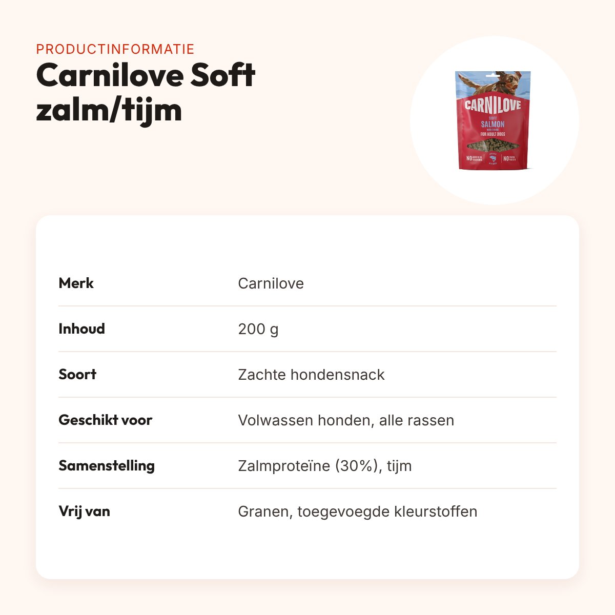 Carnilove hondensnack Soft zalm en tijm 200 g – kleine stukjes – productinformatie