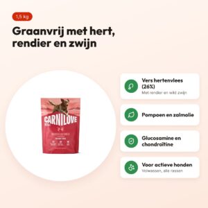 Carnilove hondenvoer Active Adult hert, rendier en wild zwijn 1,5 kg – voordelen