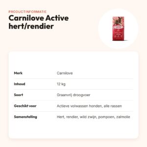 Carnilove hondenvoer Active Adult hert, rendier en wild zwijn 12 kg – productinformatie