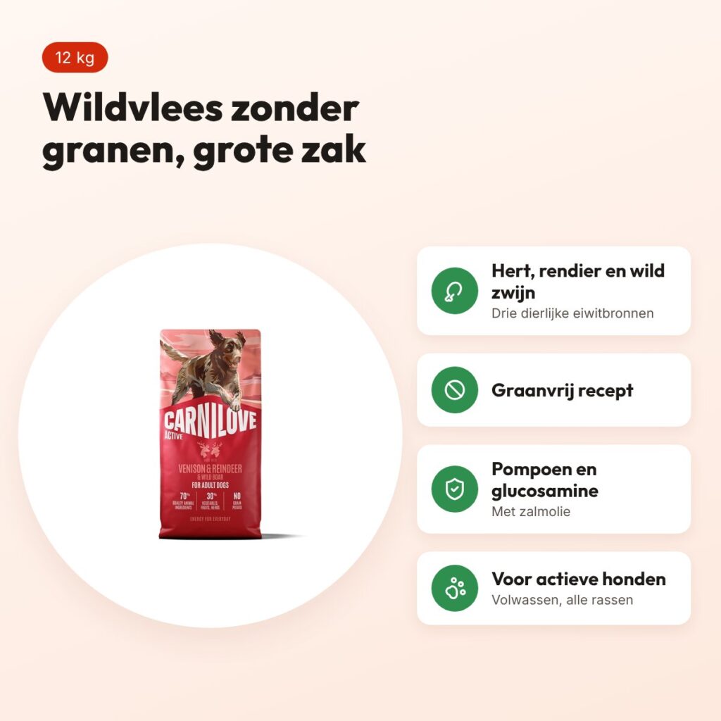 Carnilove hondenvoer Active Adult hert, rendier en wild zwijn 12 kg – voordelen